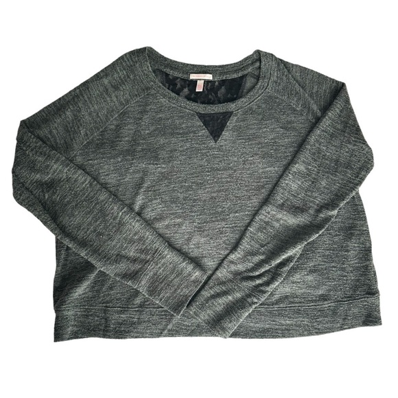 Victoria’s Secret heathered gray lightweight sweatshirt w lace inset Small - Picture 2 of 12